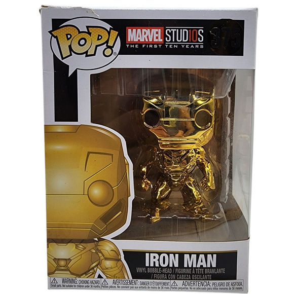 Funko POP! Iron Man #375 Gold Chrome Marvel 10th Anniversary Vinyl Figure - Picture 1 of 5